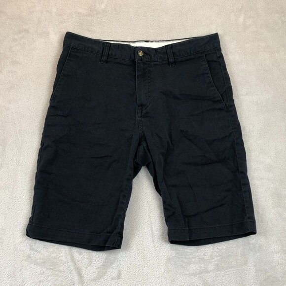 Volcom Mens Chino Shorts Size 30 Flat Front Casula Summer Pockets Black Cotton - Picture 11 of 12